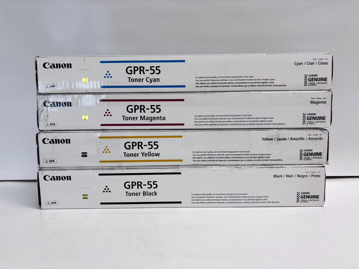 4 Genuine Canon IRAC5540,C5550,C5560 Cyan, Mag, Yellow & Black Toner GPR-55 CMYK