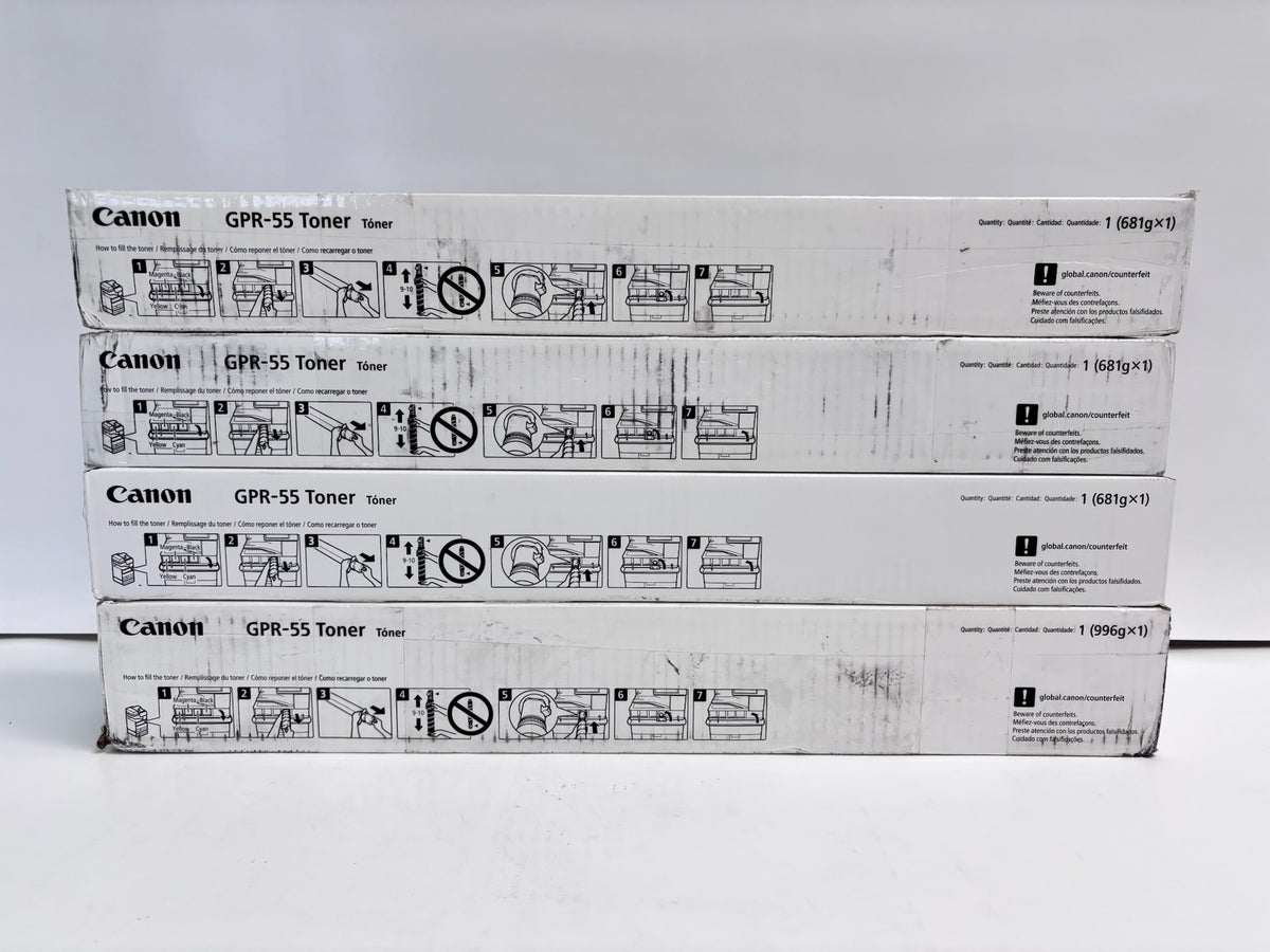 4 Genuine Canon IRAC5540,C5550,C5560 Cyan, Mag, Yellow & Black Toner GPR-55 CMYK