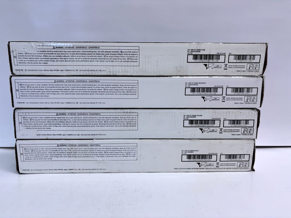4 Genuine Canon IRAC5540,C5550,C5560 Cyan, Mag, Yellow & Black Toner GPR-55 CMYK