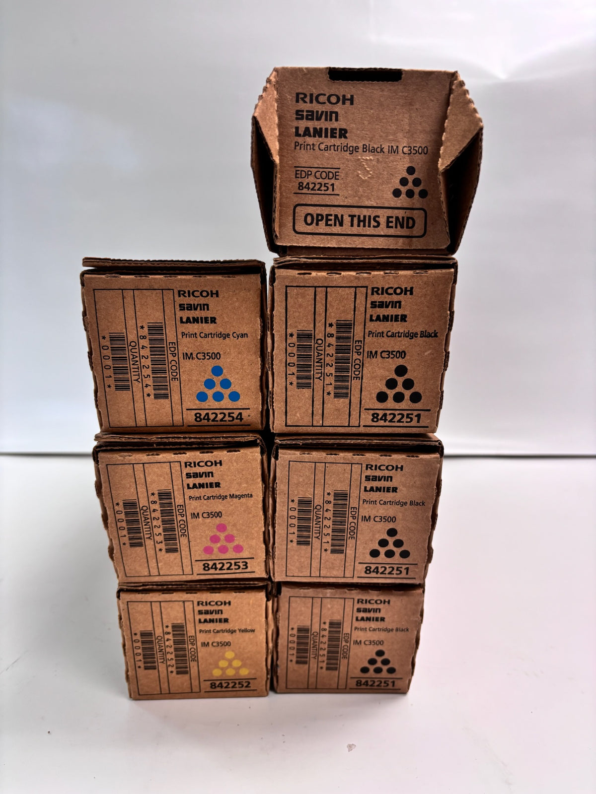 7 Genuine Ricoh IMC3500,C3000 CMYKKKK Toners 842251, 842252, 842253, 842254