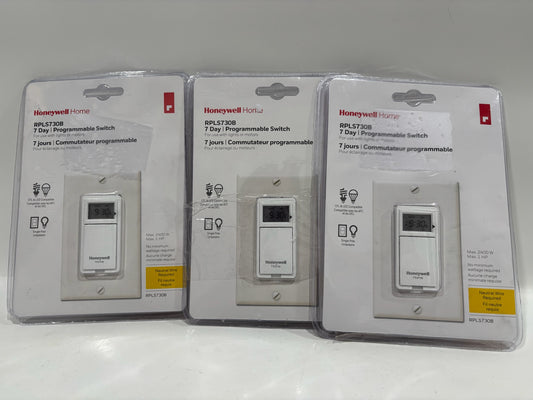 New Open 3PK HoneyWell RPLS730B 7-Day Programmable Switch