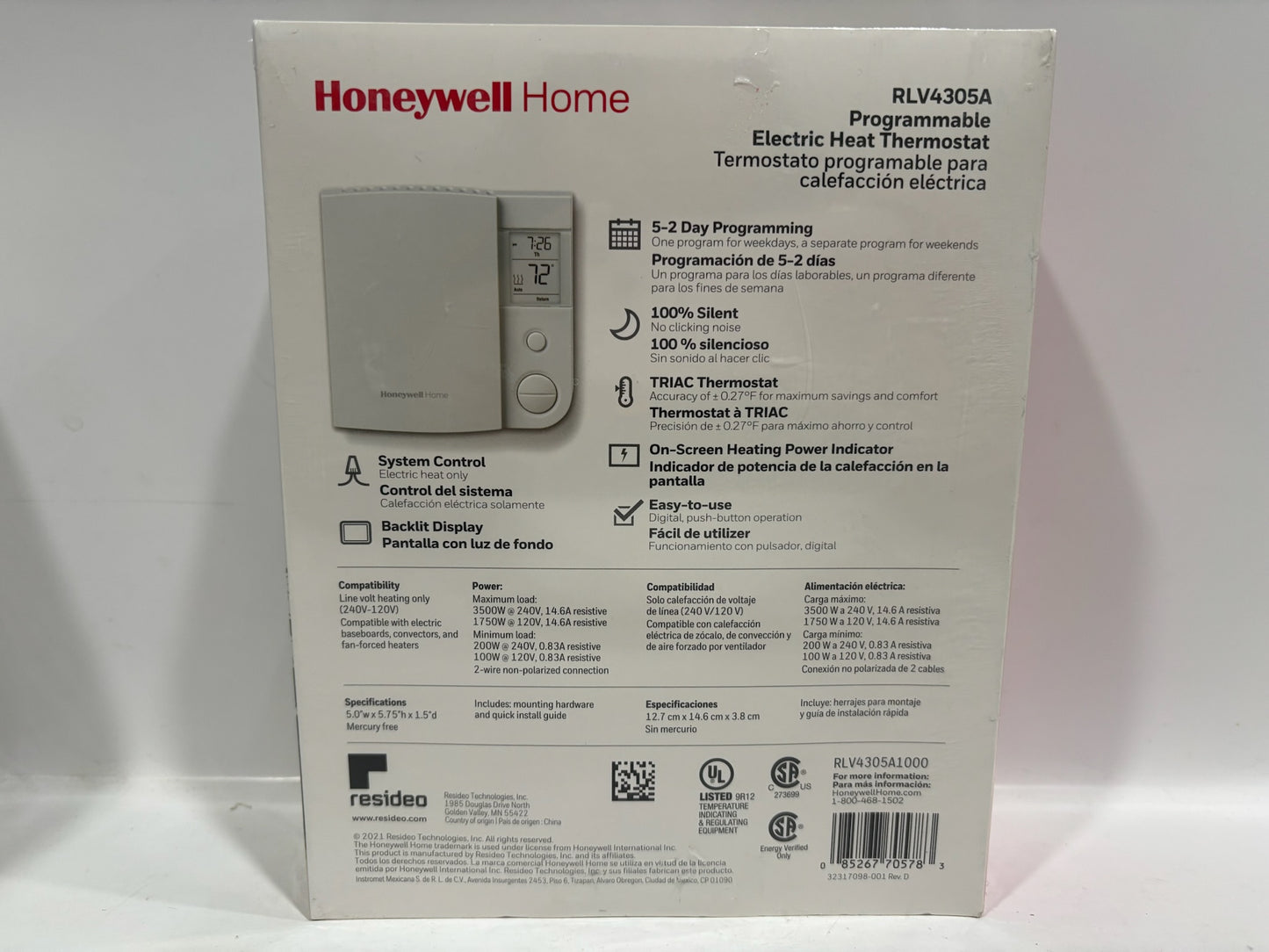 New 3PK HoneyWell RLV4305A Programmable Electric Heat Thermostat
