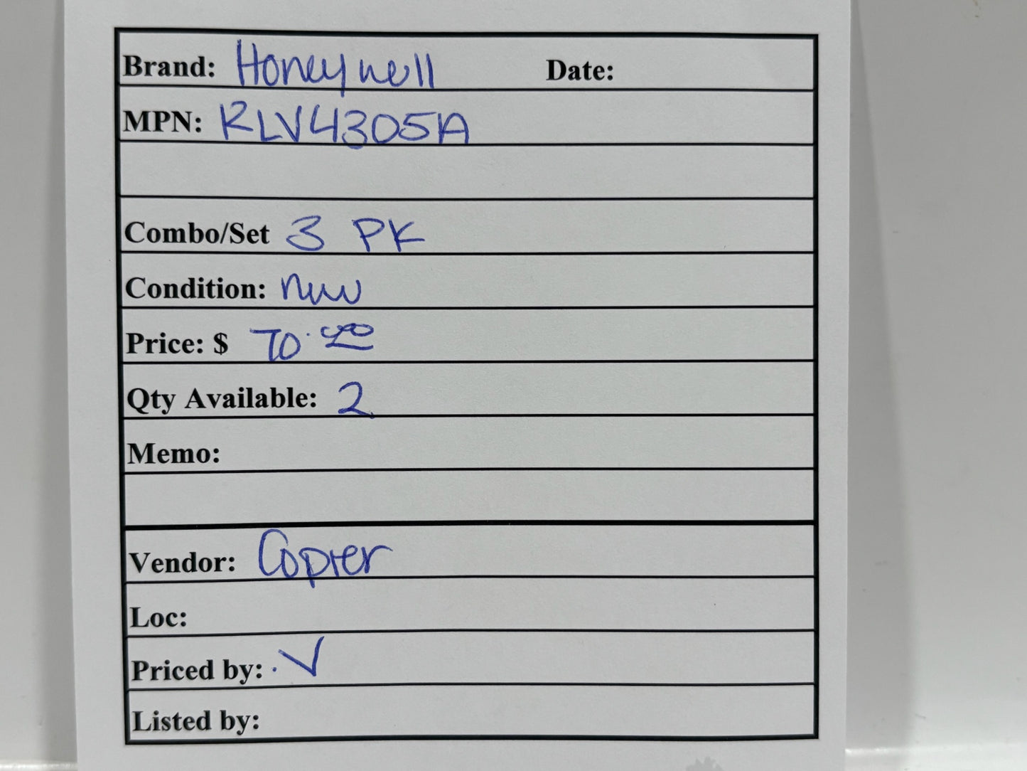 New 3PK HoneyWell RLV4305A Programmable Electric Heat Thermostat