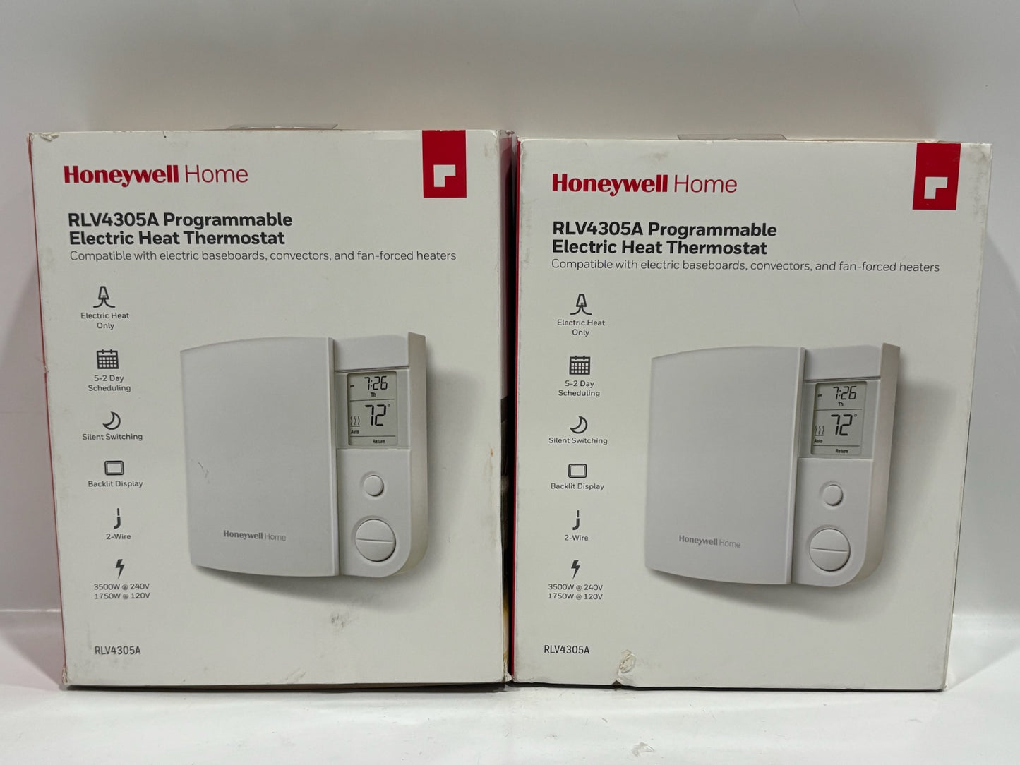 New Open 2PK HoneyWell RLV4305A Programmable Electric Heat Thermostat