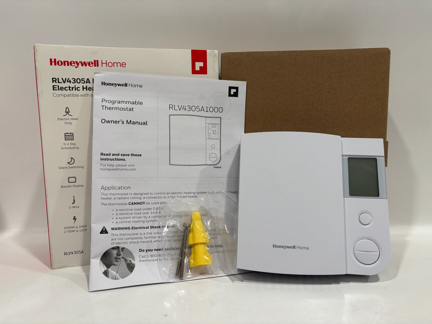 New Open 2PK HoneyWell RLV4305A Programmable Electric Heat Thermostat