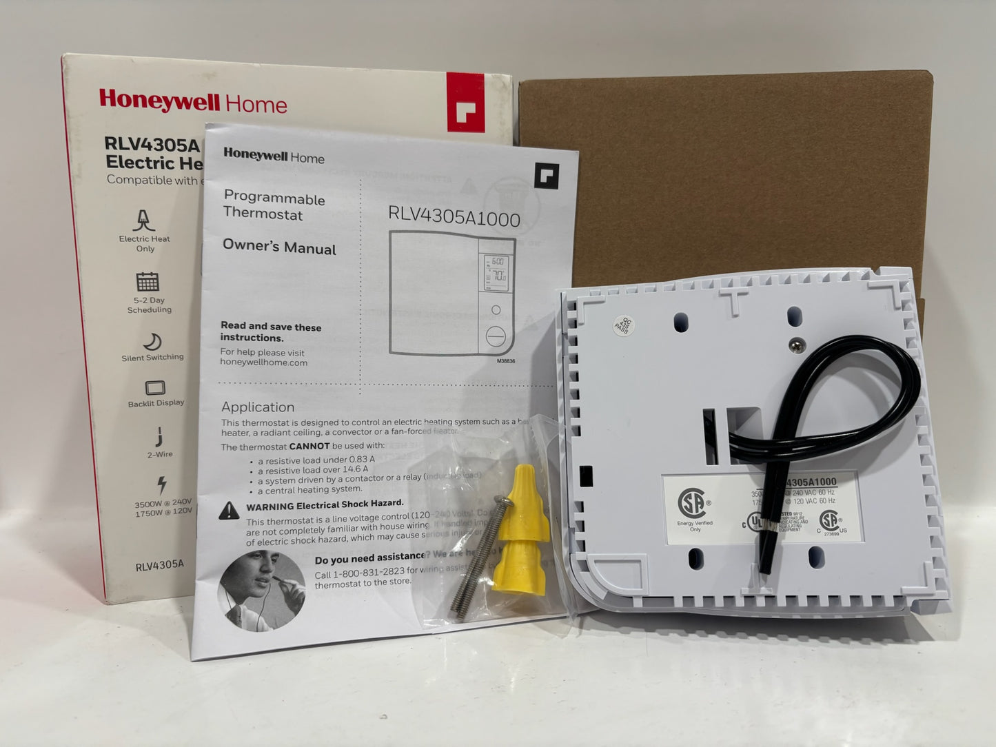 New Open 2PK HoneyWell RLV4305A Programmable Electric Heat Thermostat
