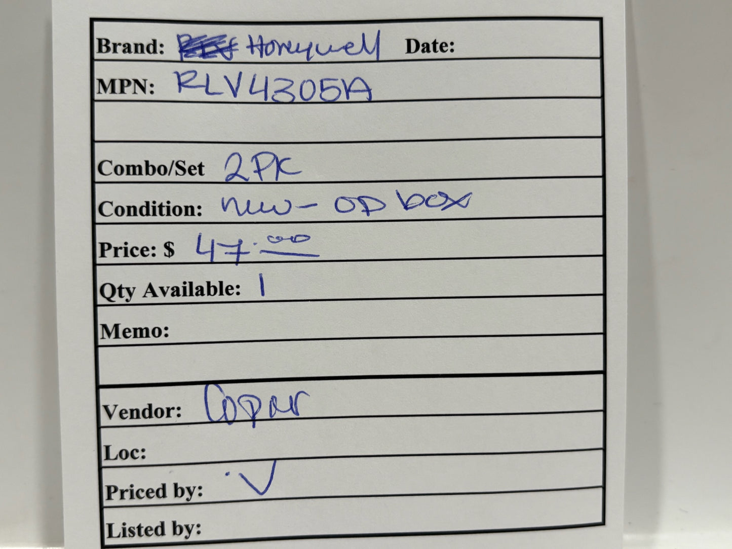 New Open 2PK HoneyWell RLV4305A Programmable Electric Heat Thermostat