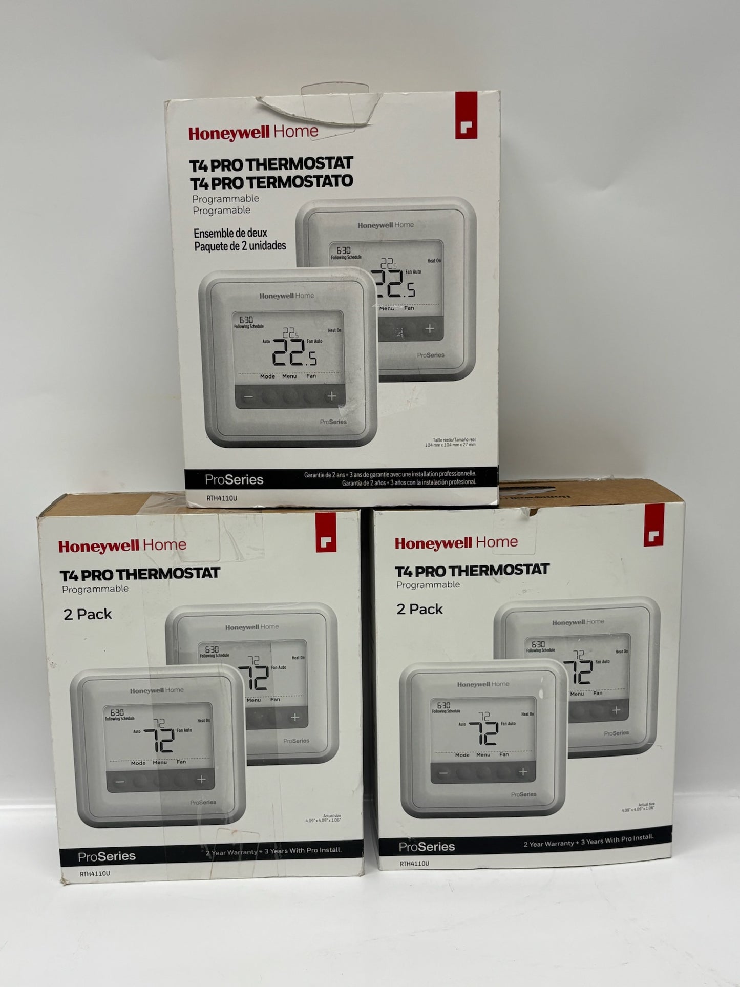 New Open 3PK HoneyWell T4 2 Pack Programmable Pro-Thermostat