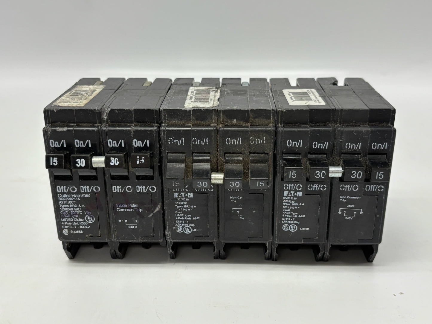 3 Pk Eaton BQ215230 Quad BR Thermal Magnetic Circuit Breaker for 120/240 V Use