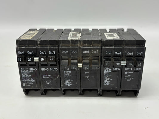 3 Pk Eaton BQ215230 Quad BR Thermal Magnetic Circuit Breaker for 120/240 V Use