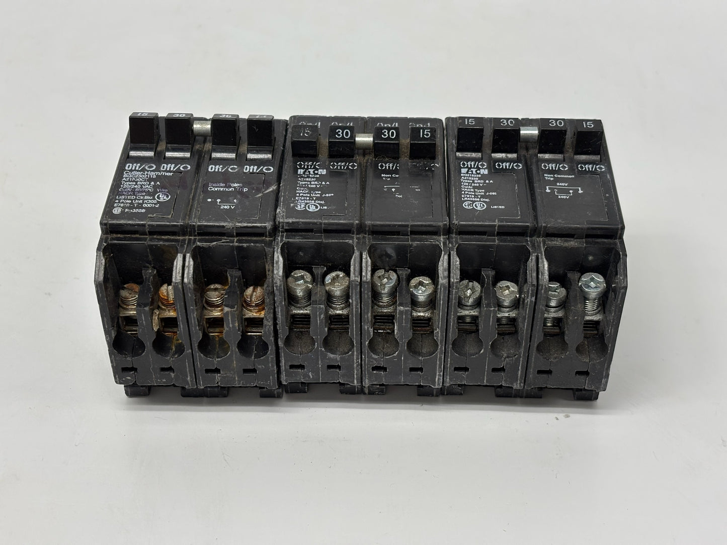 3 Pk Eaton BQ215230 Quad BR Thermal Magnetic Circuit Breaker for 120/240 V Use