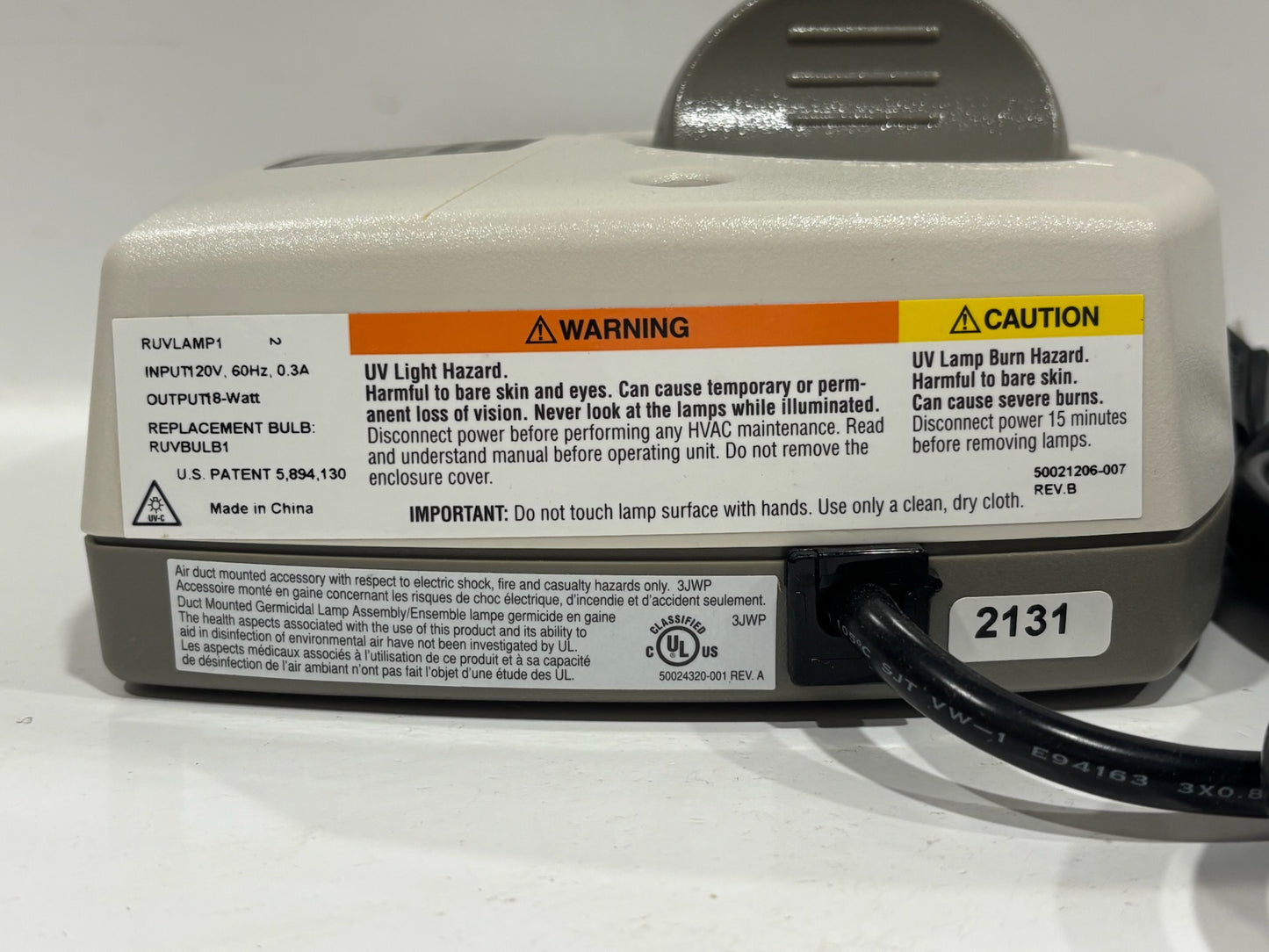 New Open Honeywell RUVLAMP1 Ultraviolet Air Treatment System-120V