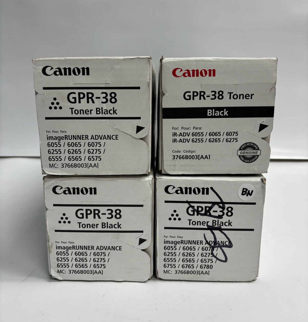 4 Genuine Canon iR ADV 6055,6065,6765 Black Toner GPR-38, GPR38 3766B003(AA)