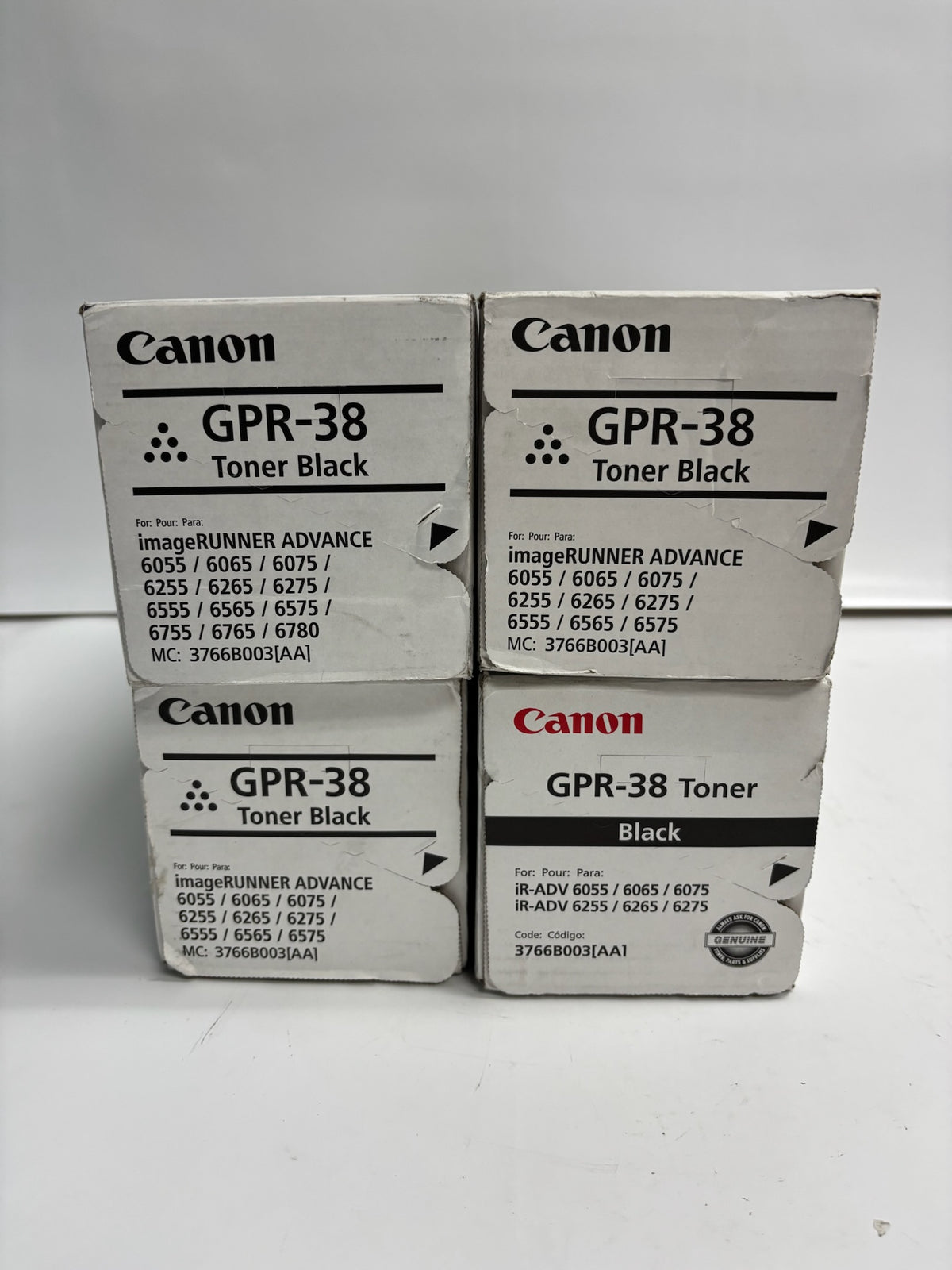 4 Genuine Canon iR ADV 6055,6065,6765 Black Toner GPR-38, GPR38 3766B003(AA)