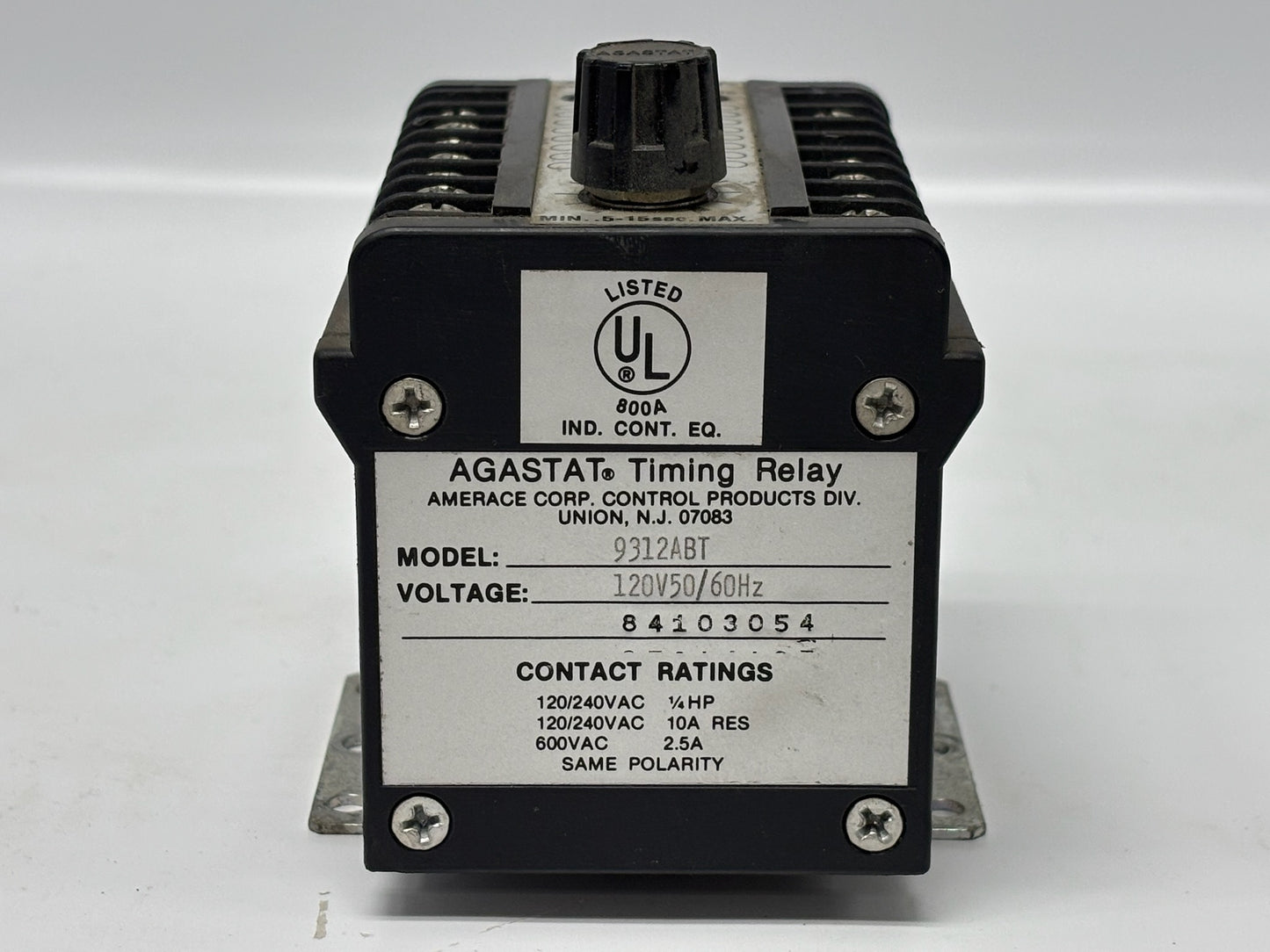 Agastat 9312ABT 120 V Timing Relay Adjustable 0.5–15 Sec Industrial Control