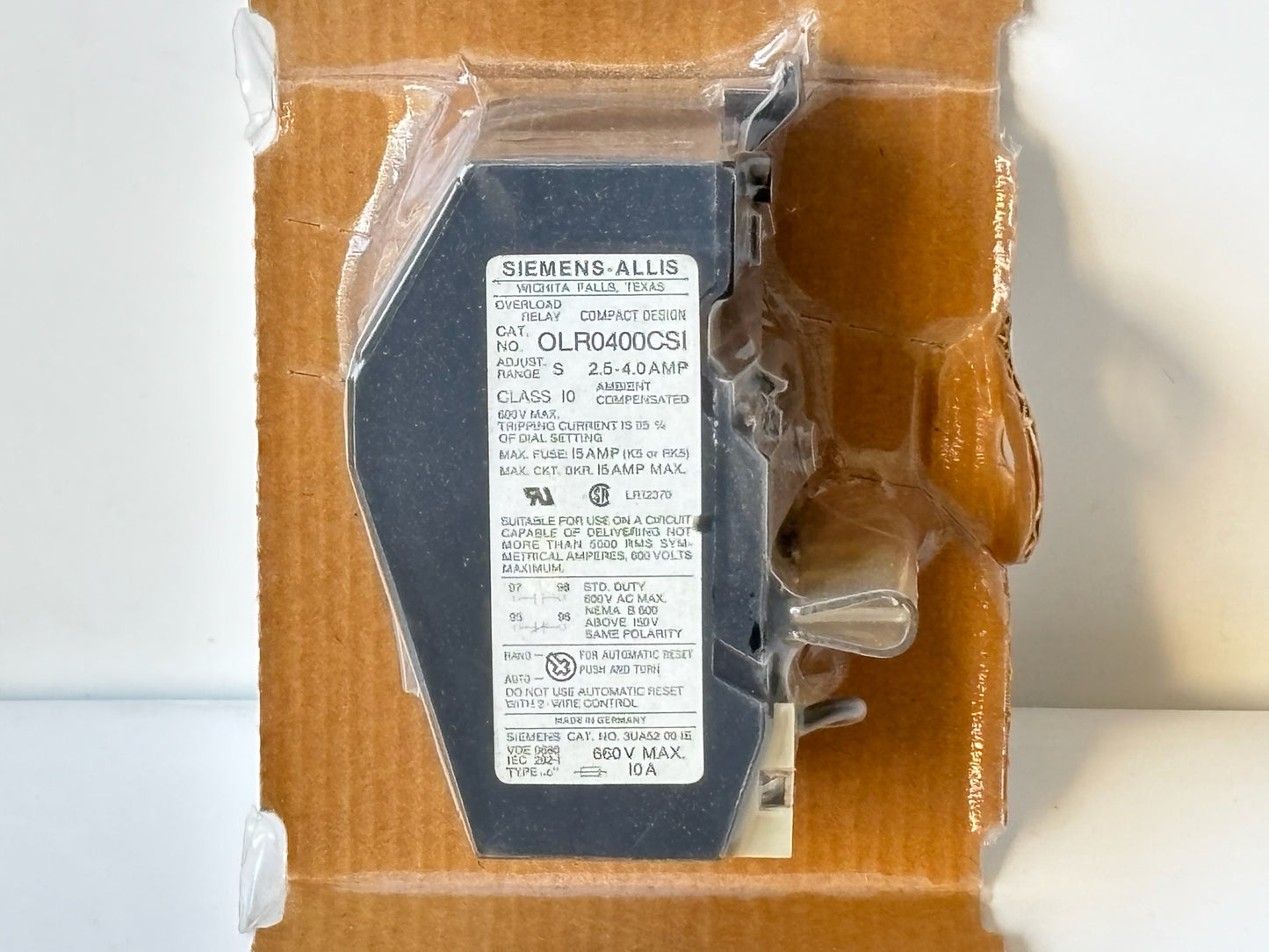 Siemens OLR0400CSI 400A Overload Relay 3-Pole Class 10 Adjustable