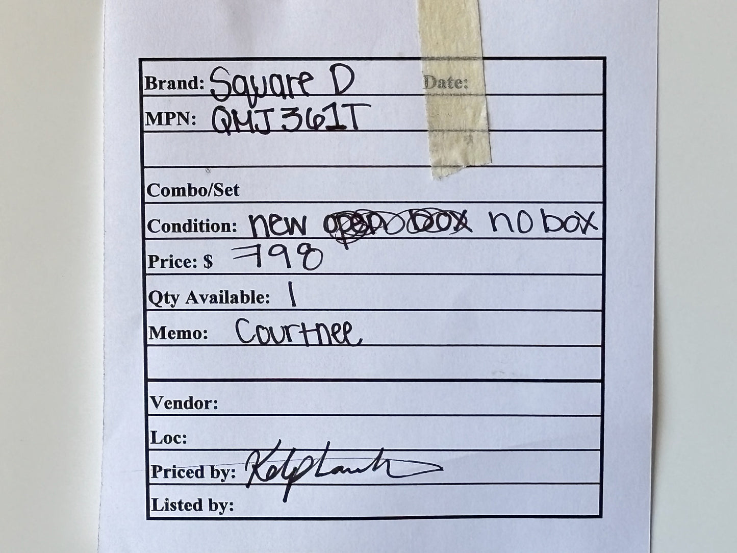 Square D QMJ361T 3-Pole 60A Molded Case Circuit Breaker, 600V