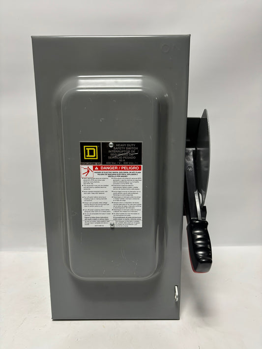 Square D HU362 Heavy Duty Safety Switch, Non-Fusible, 60-Amp, 600V, 3-Pole