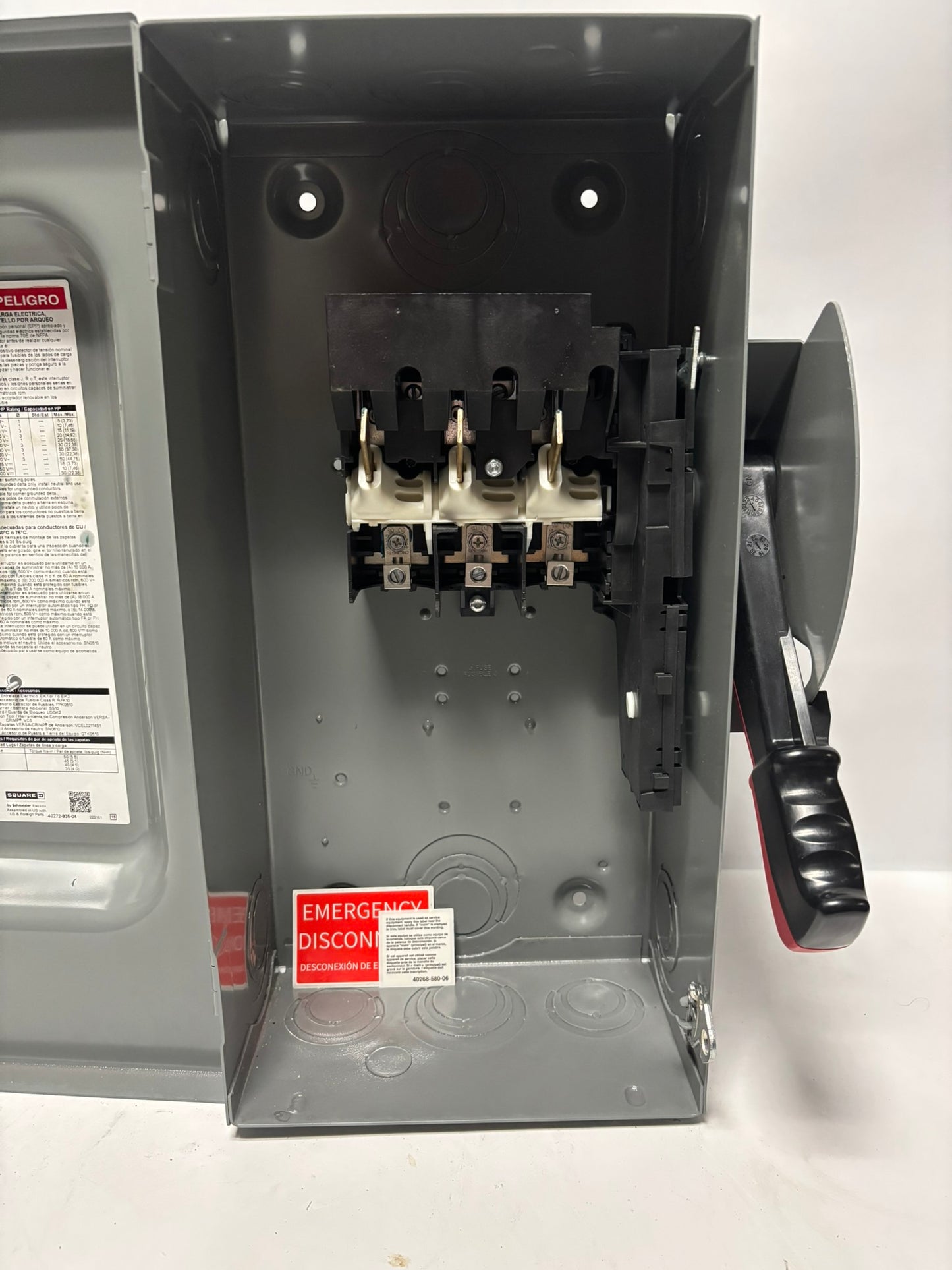 Square D HU362 Heavy Duty Safety Switch, Non-Fusible, 60-Amp, 600V, 3-Pole