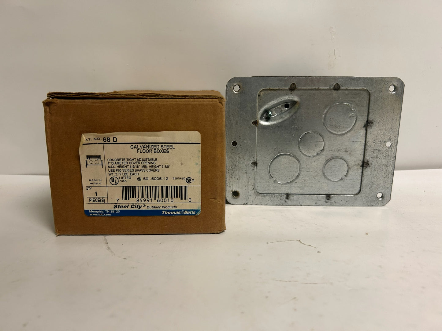 Steel City 68D 1-Gang, Steel, Deep Flush Concrete Tight Rectangular Floor Box