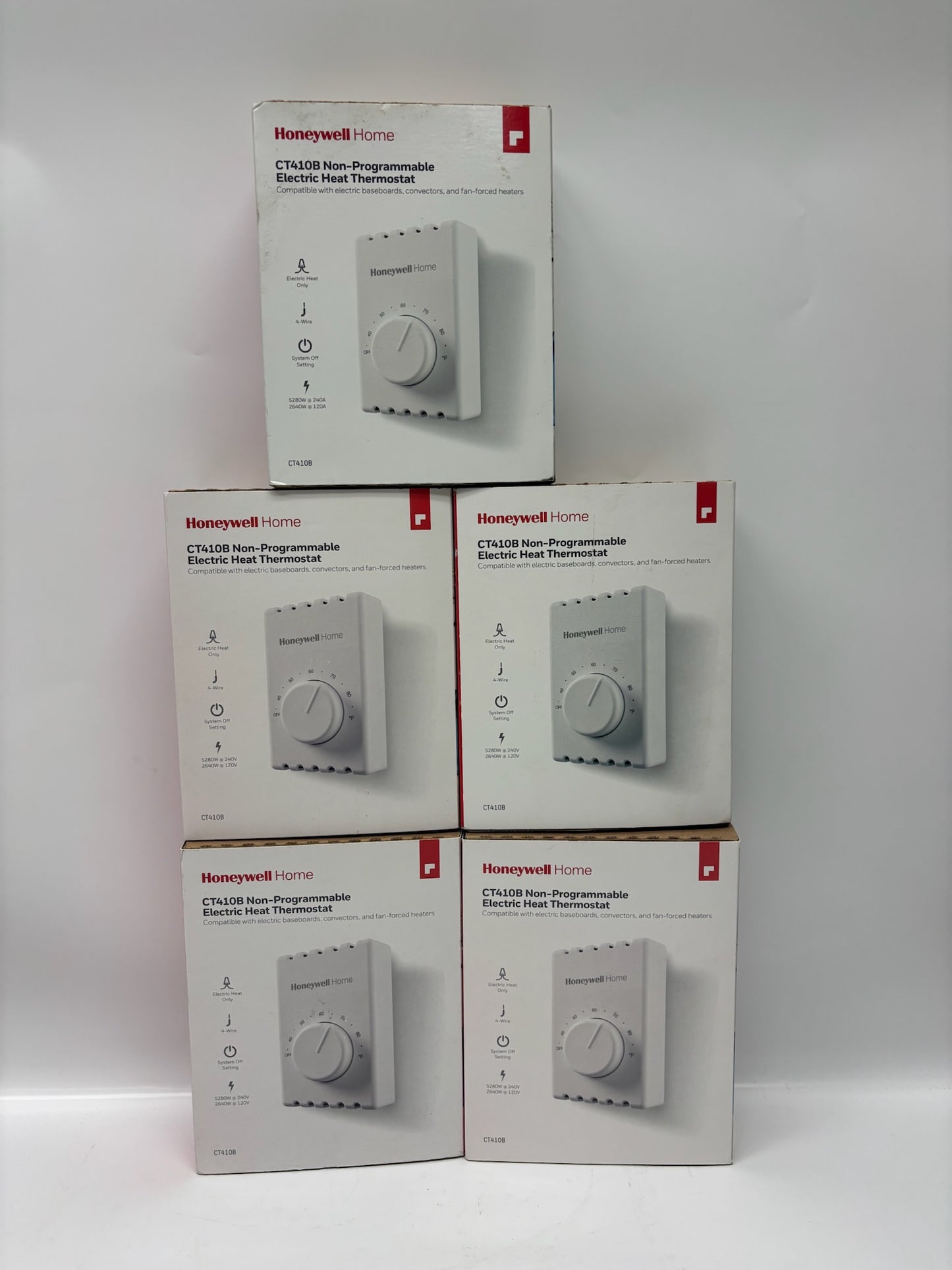 New Open 5PK HoneyWell CT410B Non-Program, Electric Heat Thermostat
