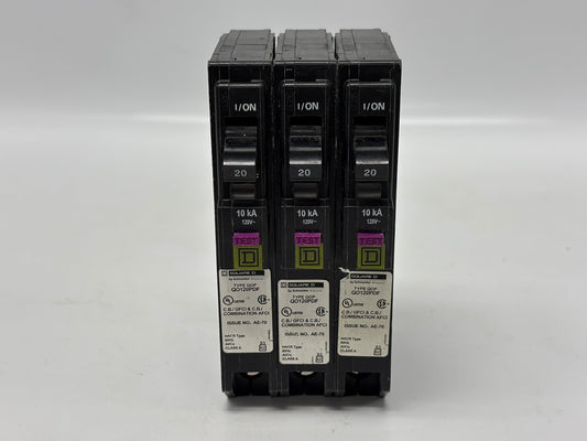 3 Pk Square D QO120PDF 20 Amp 1-Pole Plug-On Dual Function Circuit Breaker