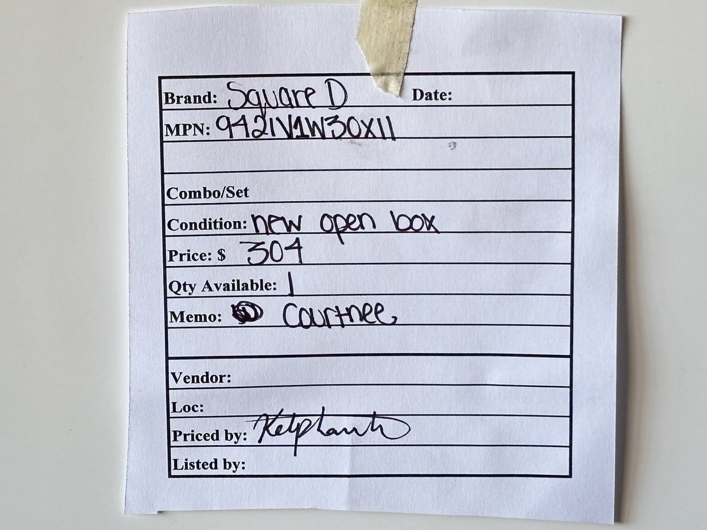 Square D 9421V1W30X11 Safety Switch 30A 3-Pole Fusible NEMA 1