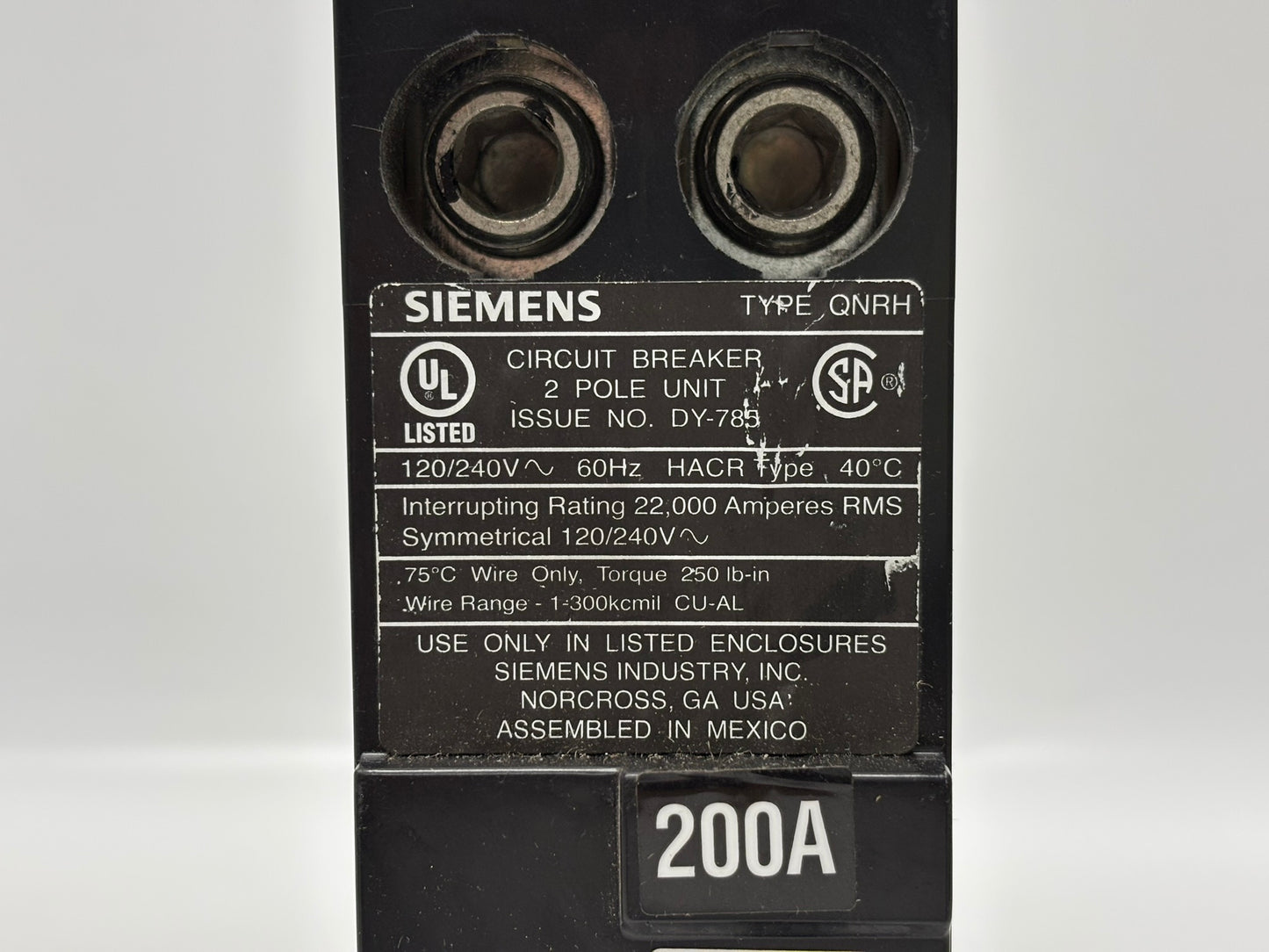 Siemens QN2175RH 200 Amp 2-Pole Main Breaker with Handle Tie Clamp