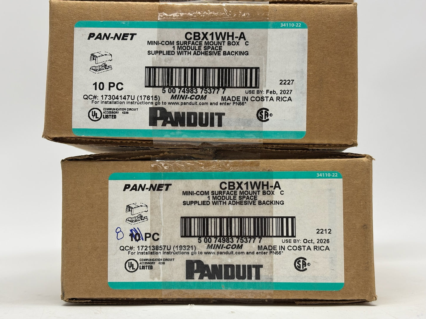 18 PK Panduit CBX1WH-A Mini-Com 1-Port Surface Mount Box, White, Plenum-Rated