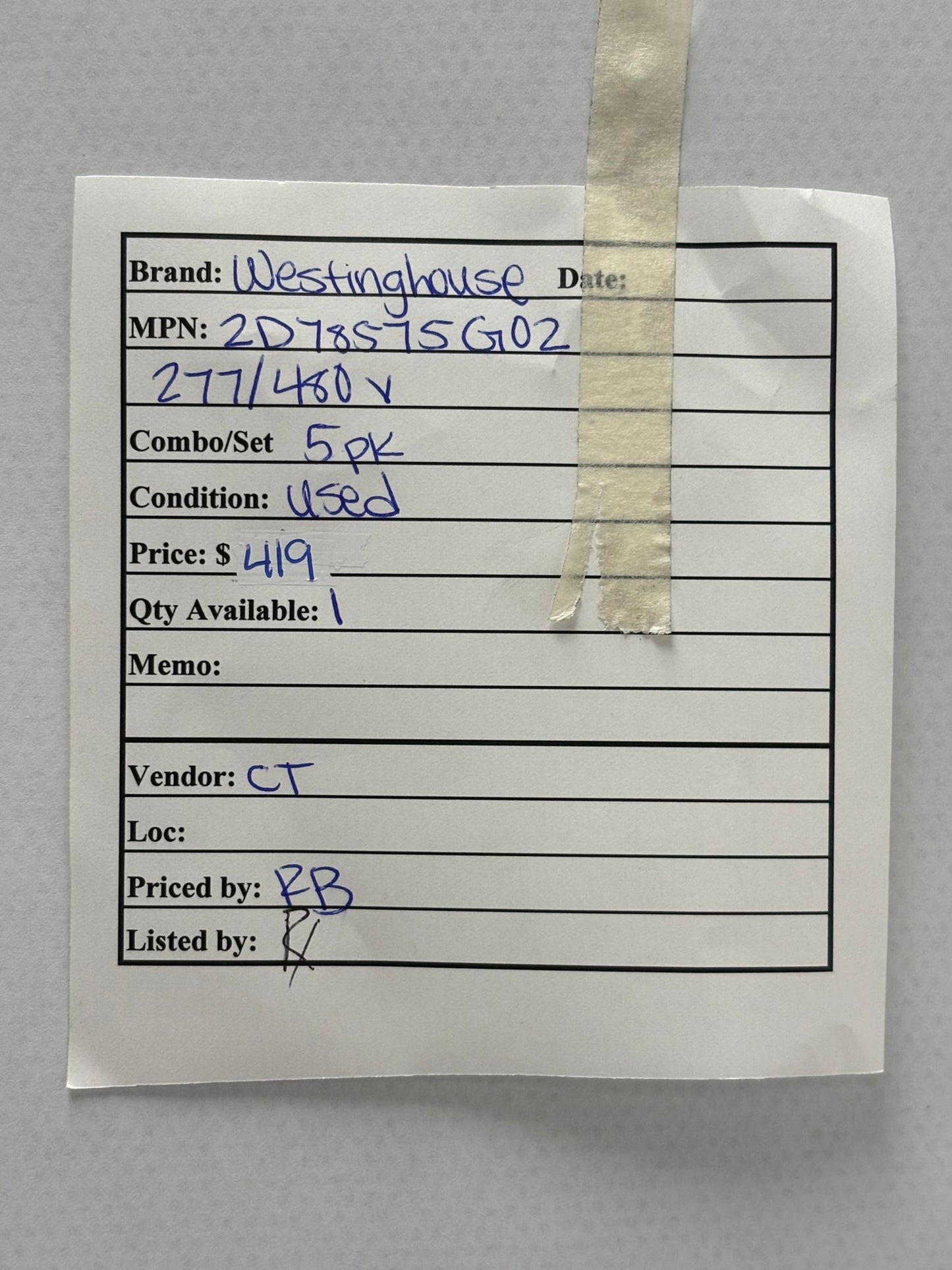5 Pk Westinghouse 2D78575G02 IQ Energy Sentinel Style Circuit Breaker Panel Part