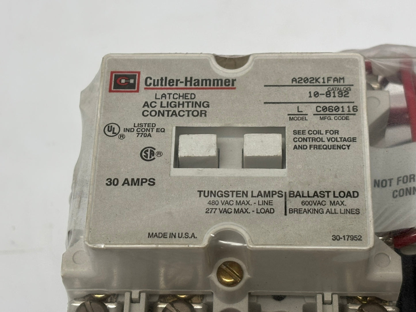Cutler-Hammer A202K1FAM Six-Pole Magnetically Latched Lighting Contactor 30 A