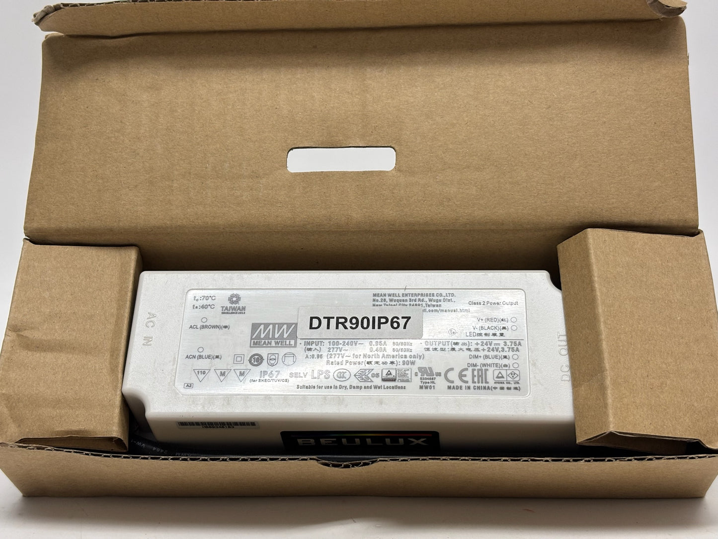 3PK Beulux DTR901P67 90W 24V DC IP67 LED Power Supply with 0-10V Dimming