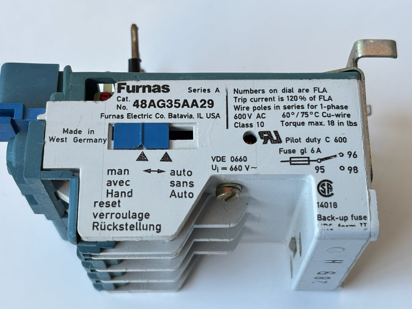 Furnas 48AG35AA29 Tri‑Element Overload Relay 4.5–7.5 A, Class 10