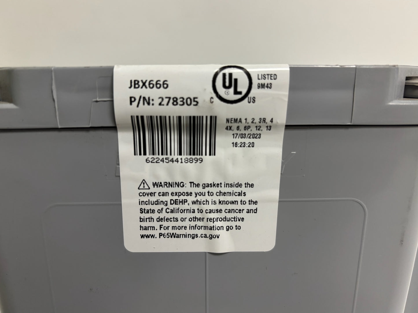 Kraloy JBX666 6x6x6 PVC Junction Box, NEMA Rated, Non-Metallic
