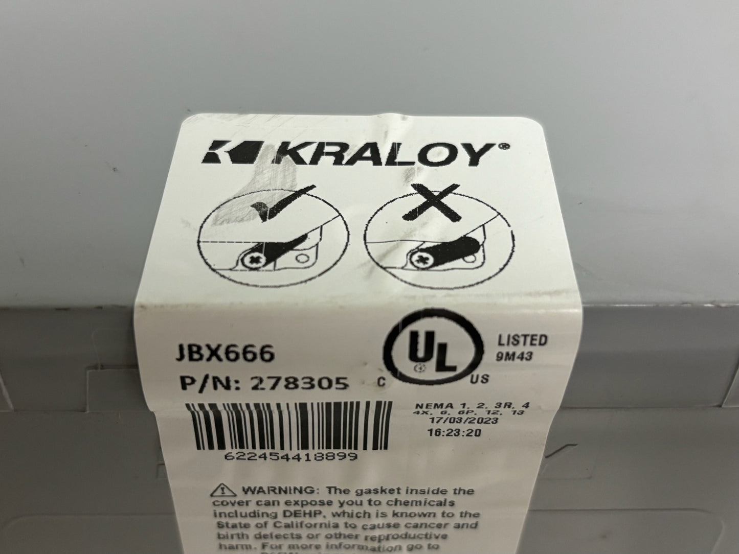 Kraloy JBX666 6x6x6 PVC Junction Box, NEMA Rated, Non-Metallic