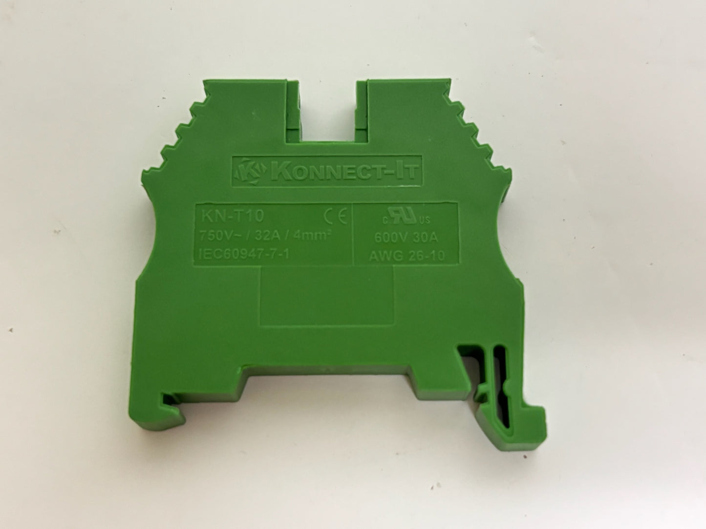 No Box 96 PK Konnect-It KN-T10GRN Terminal Blocks, 10AWG, 30A, DIN Mount, Green