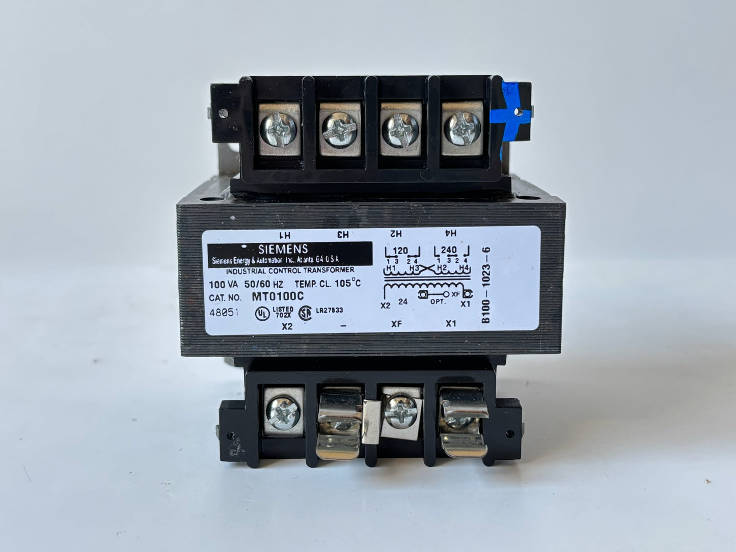 Siemens MT0100C Control Transformer — 100 VA, 120/240 V Primary to 24 V Secondary
