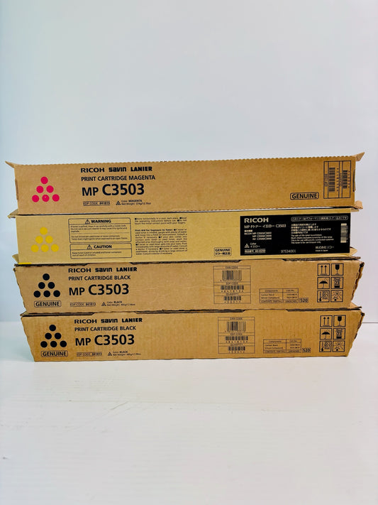4 Genuine Ricoh MP C3003, C3004 MYKK Toner 841813, 841815, 60-0250