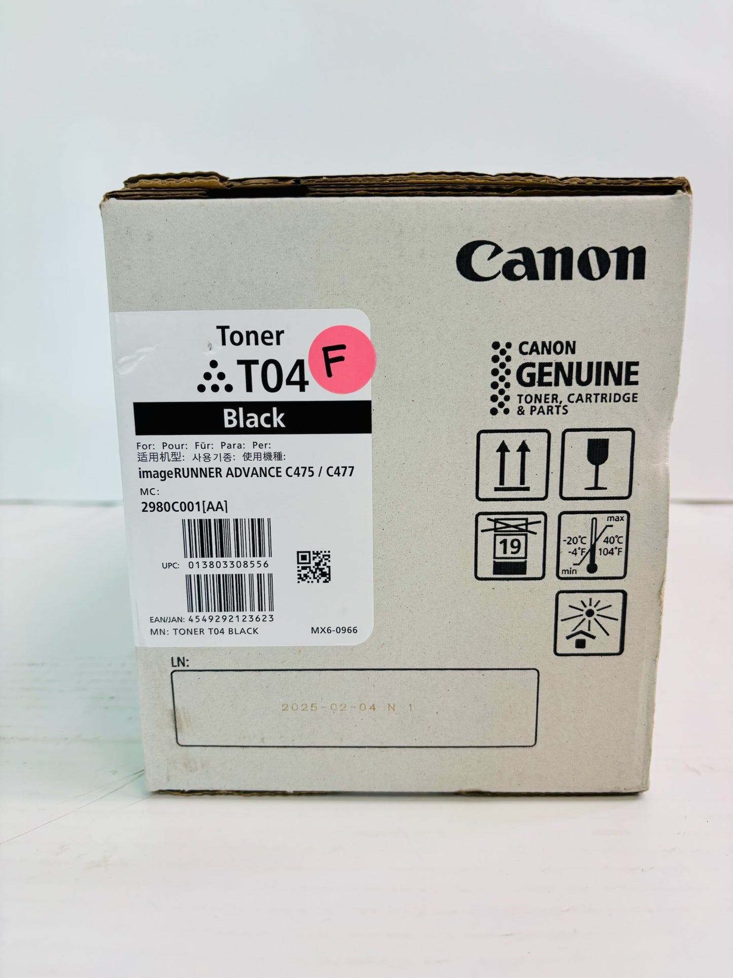 Genuine Canon iR Advance C475iF III, C475iFZ III Black Toner T04, 2980C001[AA]