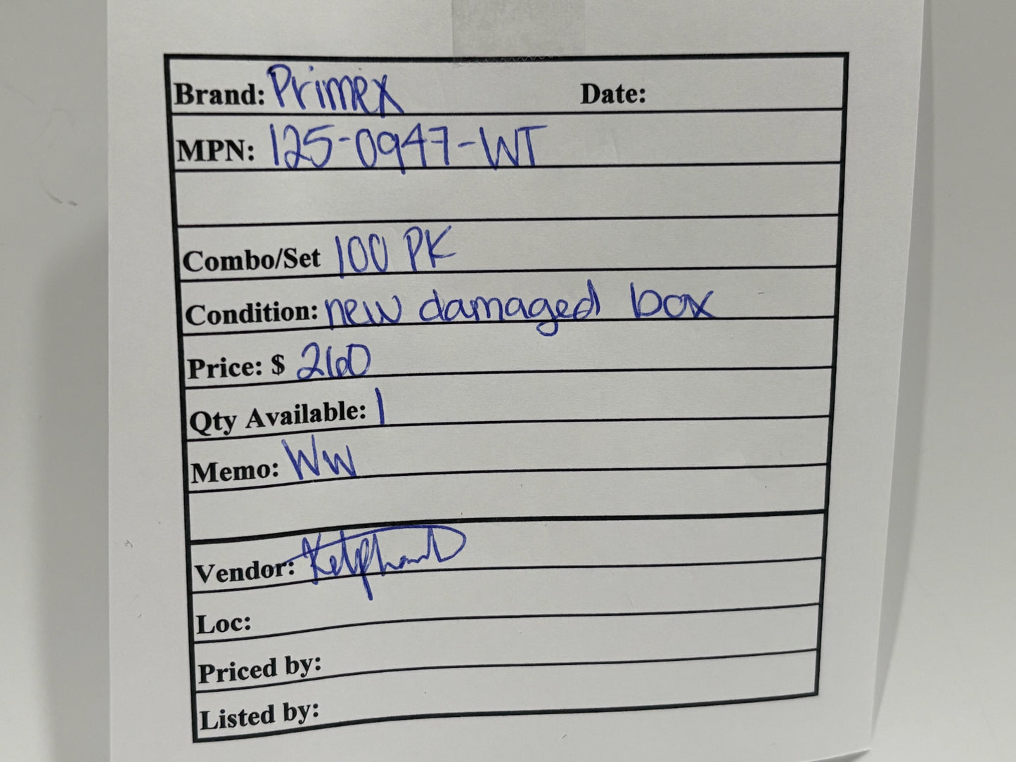 New Primex 125-0947-WT Communication Circuit Accessory