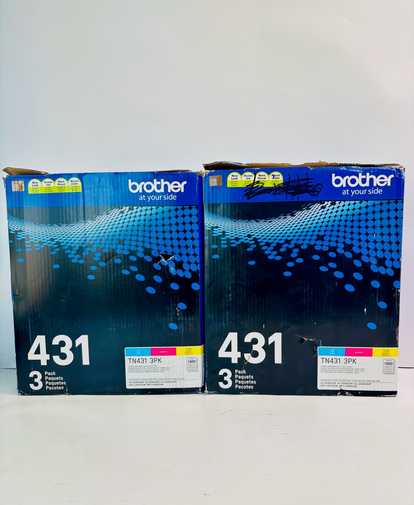 2 Open Genuine Brother HL-L8260CDW, HL-L8360CDW CMY Toner TN431 (6 Bottles)