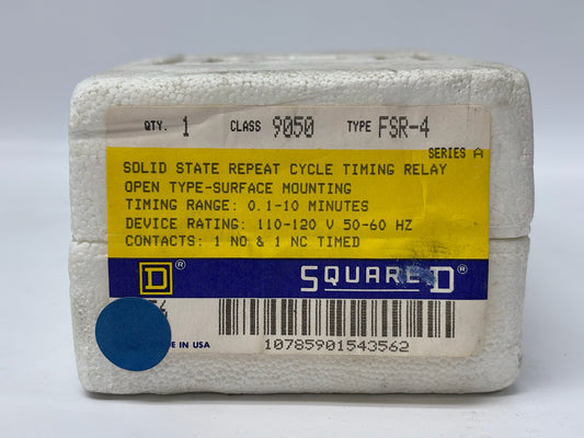 Square D 9050/FSR-4 Repeat Cycle Timing Relay Adjustable Timer Control