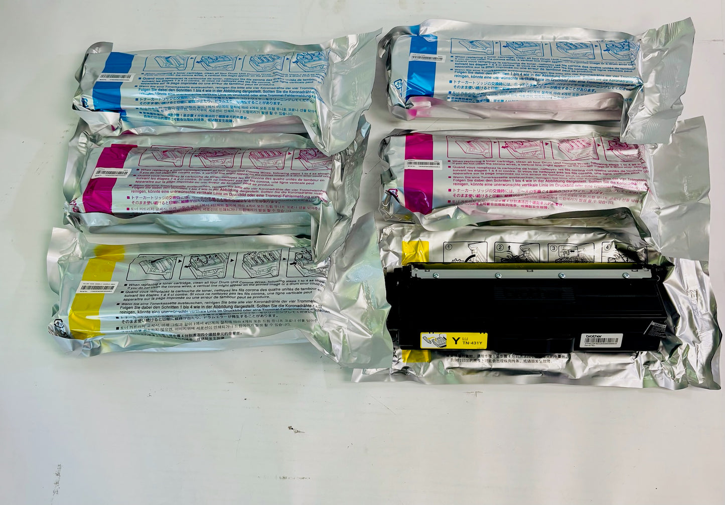 2 Open Genuine Brother HL-L8260CDW, HL-L8360CDW CMY Toner TN431 (6 Bottles)