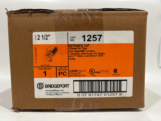 New Bridgeport 1257 Clamp On Service Entrance Cap 2 1/2"