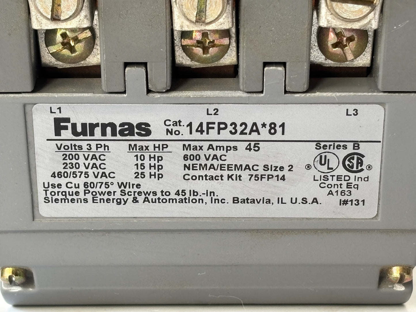 Furnas 14FP32A NEMA Size 2 Non-Reversing Motor Starter, 3-Phase