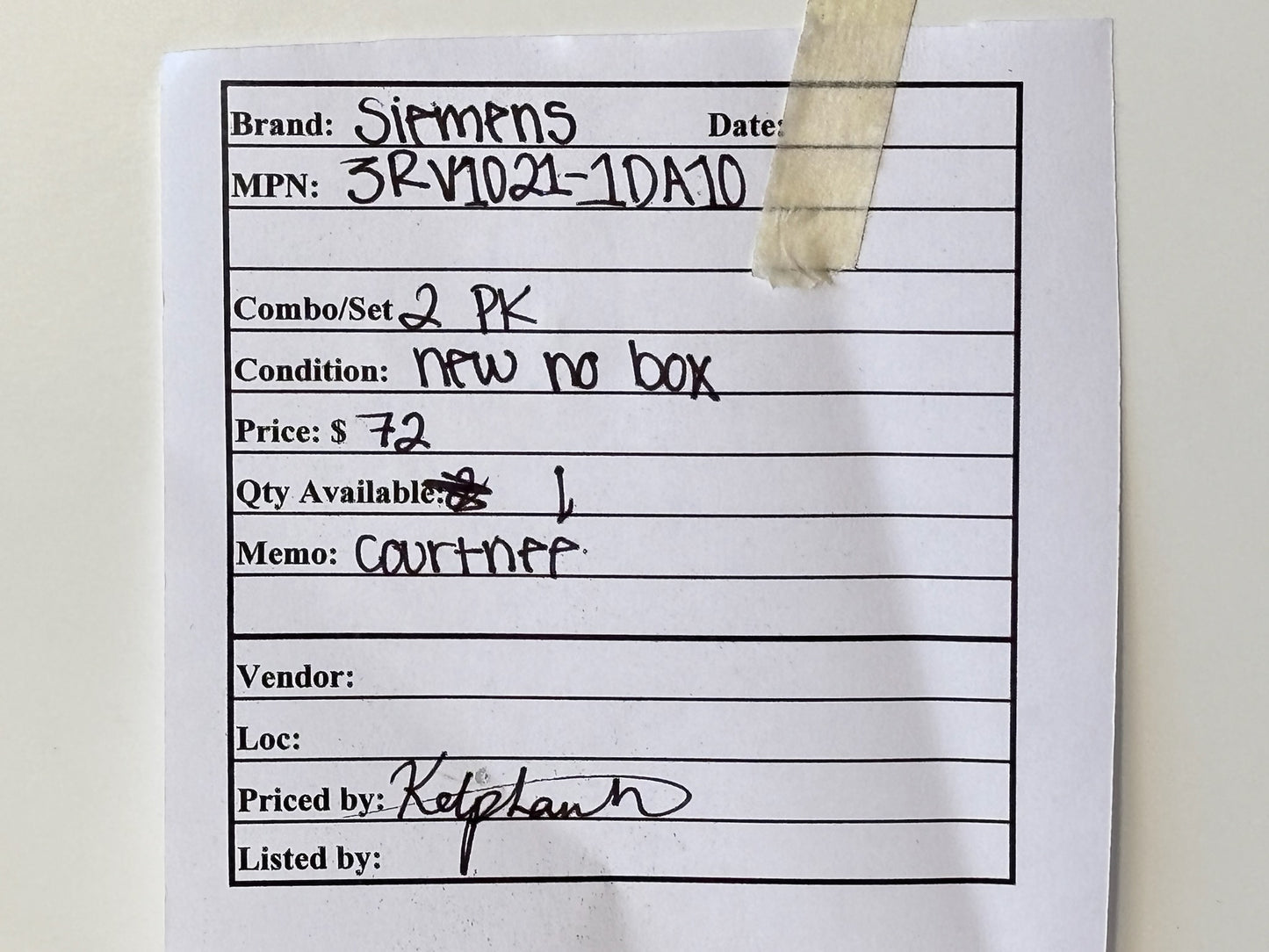 2PK Siemens 3RV1021-1DA10 SIRIUS S0 Motor Protection Circuit Breaker 2.2-3.2 A