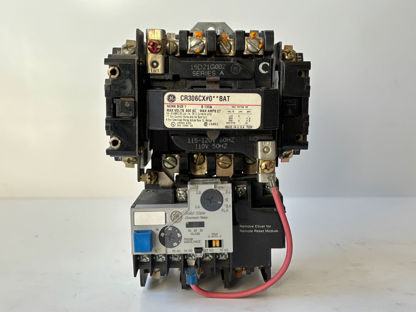 General Electric CR306CX#0**BAT Size 1 FVNR Motor Starter 27 A 600 V