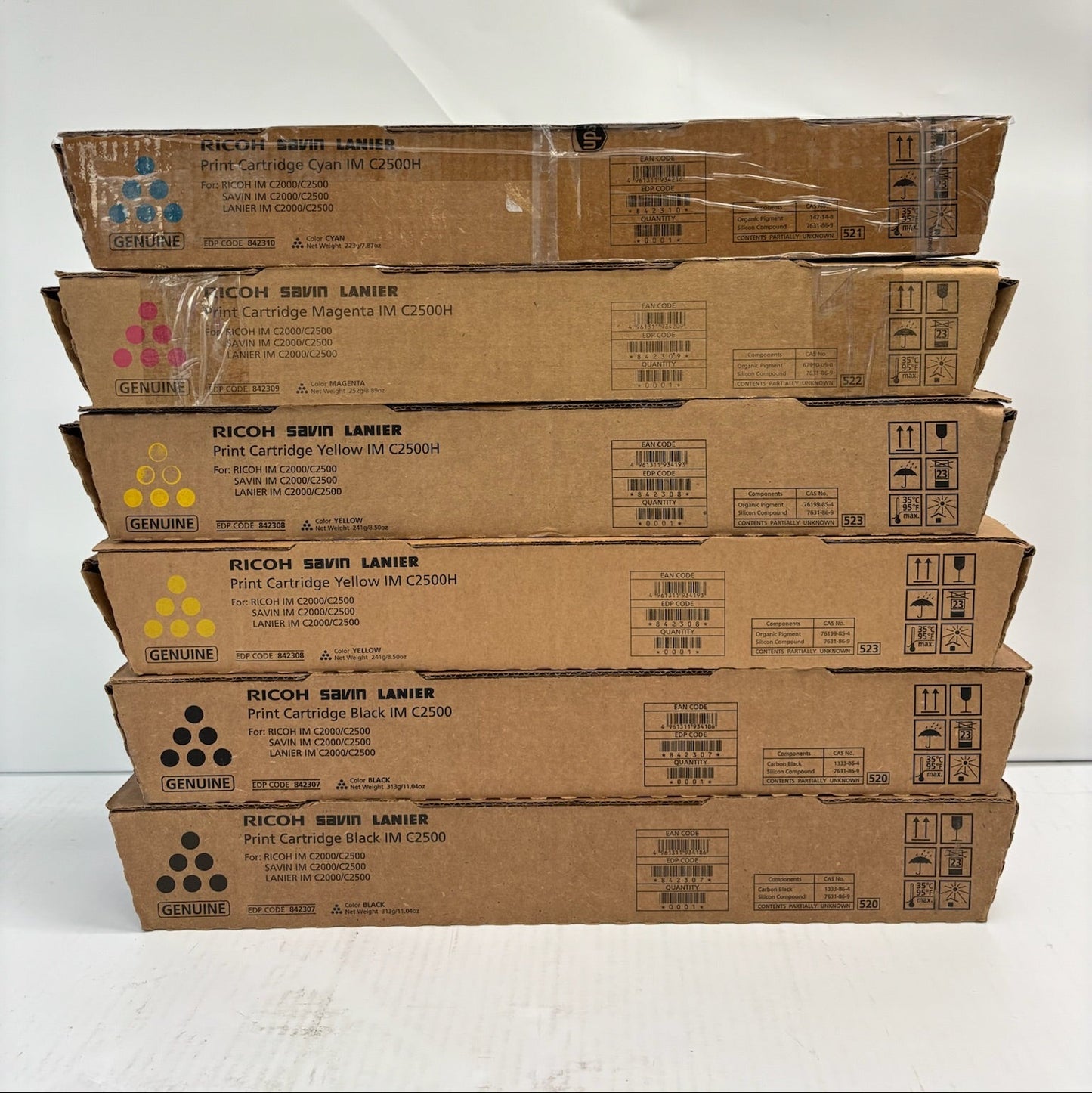 6 OEM Ricoh IM C2500H, IM C2000 CMYYKK Toners 842307,842308,842309,842310