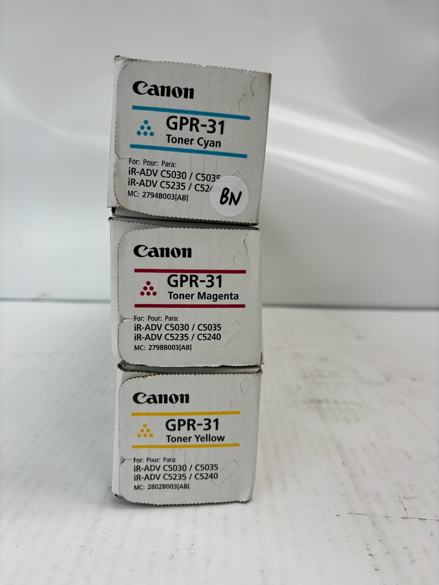 3 New Genuine Canon iR ADV C5030,C5035,C5235,C5240 GPR31, GPR-31 CMY Toners