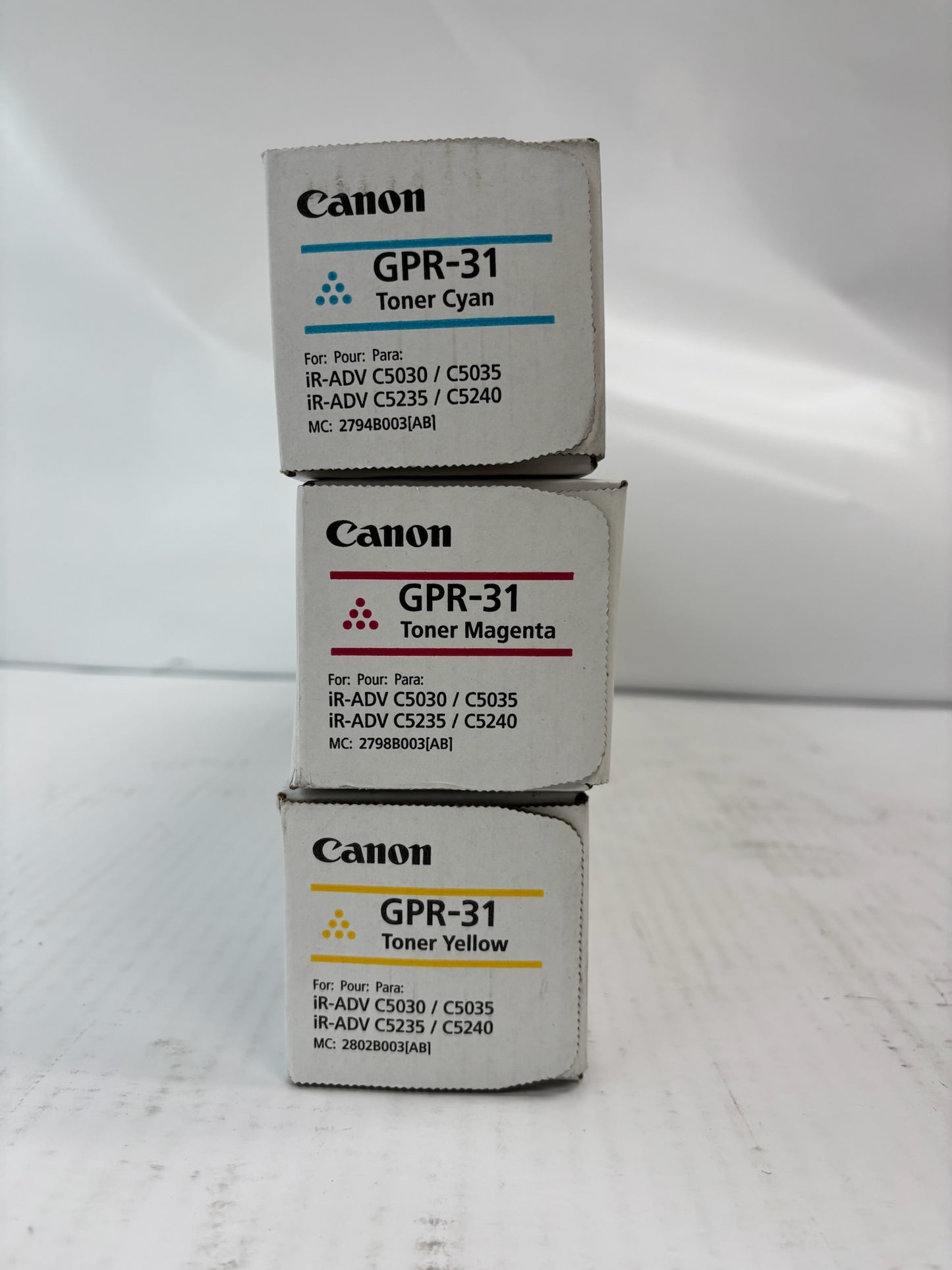 3 New Genuine Canon iR ADV C5030,C5035,C5235,C5240 GPR31, GPR-31 CMY Toners